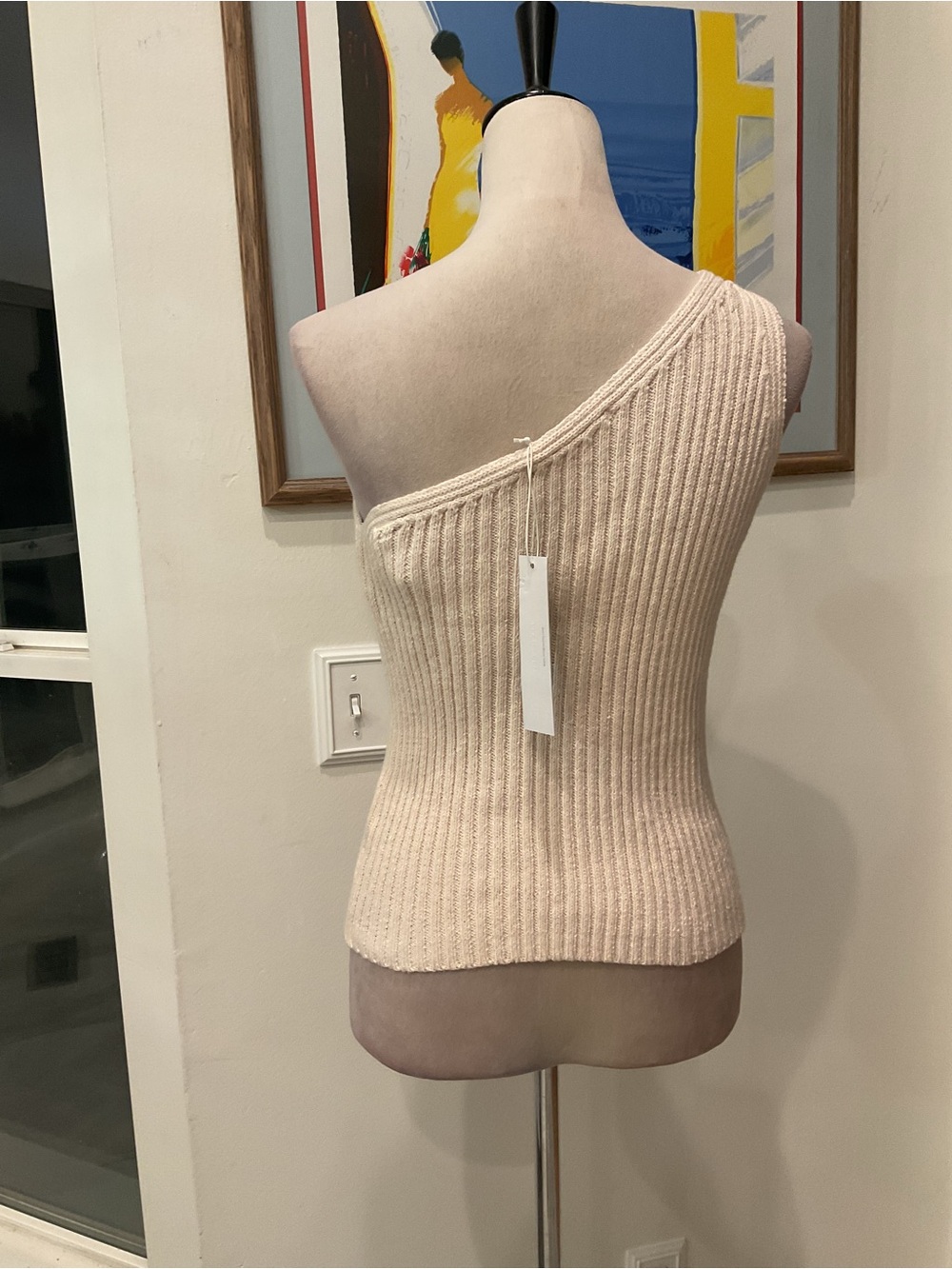One Grey Day (Revolve) One-Shoulder Ribbed Knit Top - Cream - Picture 6 of 10